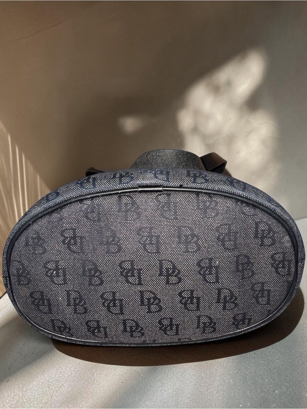 Dooney & Bourke Navy Signature Drawstring Tote - Picture 7 of 9
